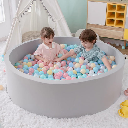 Delight Your Little Ones with Our Spacious 47.2" Grey Foam Ball Pit - Perfect for Indoor and Outdoor Fun!